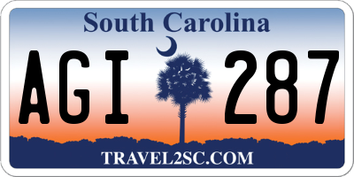 SC license plate AGI287