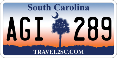 SC license plate AGI289