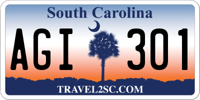 SC license plate AGI301
