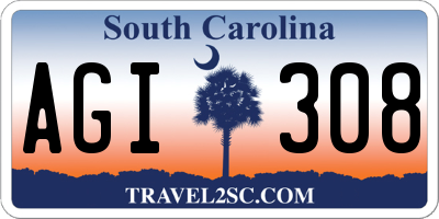 SC license plate AGI308