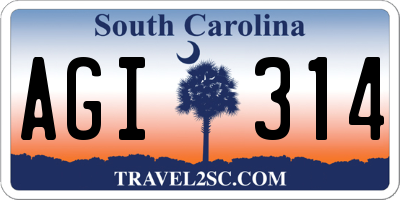 SC license plate AGI314