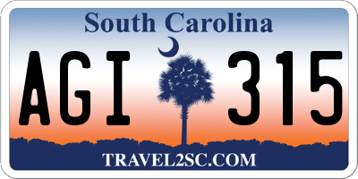 SC license plate AGI315