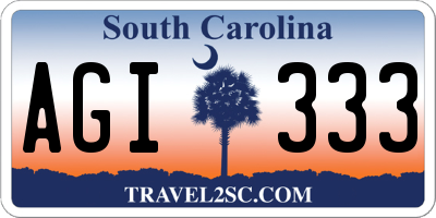 SC license plate AGI333