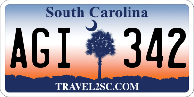 SC license plate AGI342
