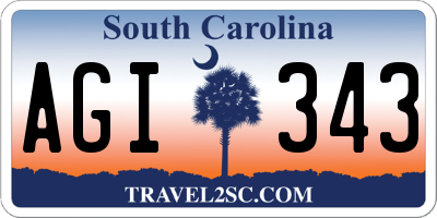 SC license plate AGI343
