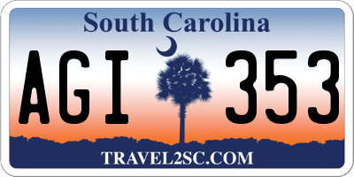 SC license plate AGI353