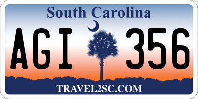 SC license plate AGI356
