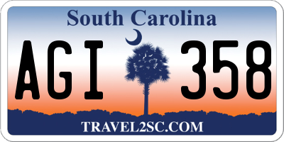 SC license plate AGI358