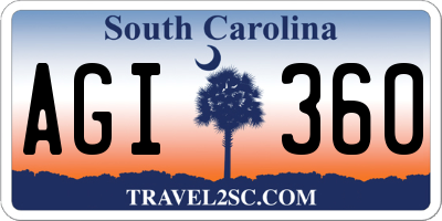 SC license plate AGI360