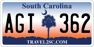 SC license plate AGI362