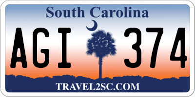 SC license plate AGI374