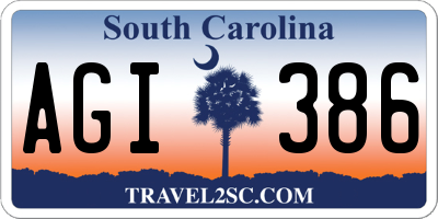 SC license plate AGI386