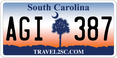 SC license plate AGI387