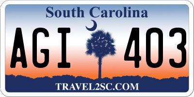 SC license plate AGI403