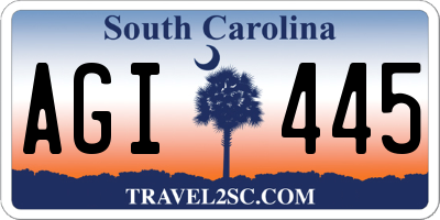 SC license plate AGI445