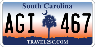 SC license plate AGI467