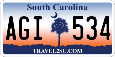 SC license plate AGI534