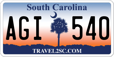 SC license plate AGI540