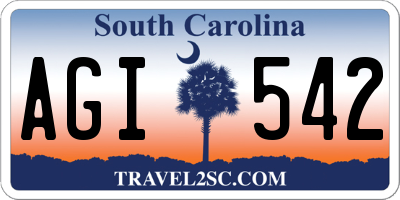 SC license plate AGI542