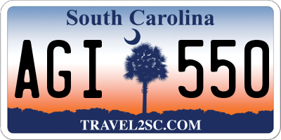 SC license plate AGI550