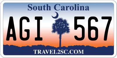 SC license plate AGI567