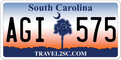 SC license plate AGI575