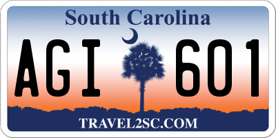 SC license plate AGI601