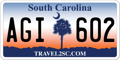 SC license plate AGI602