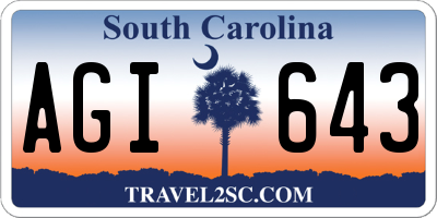 SC license plate AGI643