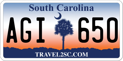 SC license plate AGI650