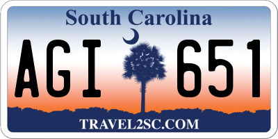 SC license plate AGI651