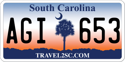SC license plate AGI653