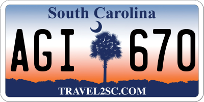 SC license plate AGI670
