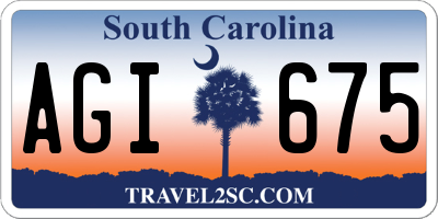SC license plate AGI675