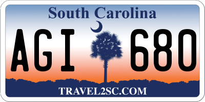 SC license plate AGI680