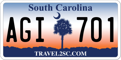 SC license plate AGI701