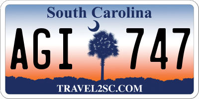 SC license plate AGI747