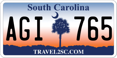 SC license plate AGI765