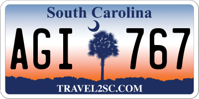 SC license plate AGI767