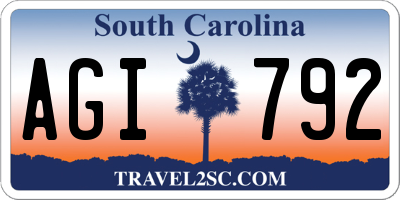 SC license plate AGI792