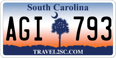 SC license plate AGI793