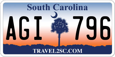 SC license plate AGI796