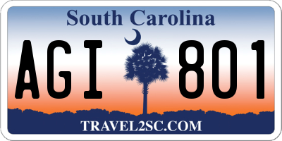 SC license plate AGI801