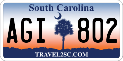 SC license plate AGI802