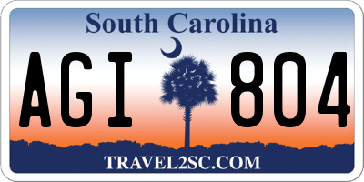 SC license plate AGI804
