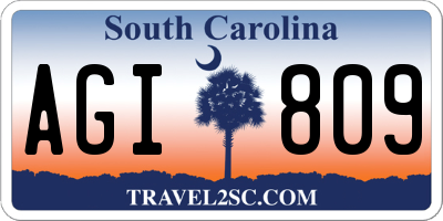SC license plate AGI809