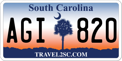 SC license plate AGI820