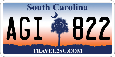 SC license plate AGI822