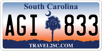 SC license plate AGI833