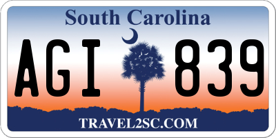 SC license plate AGI839